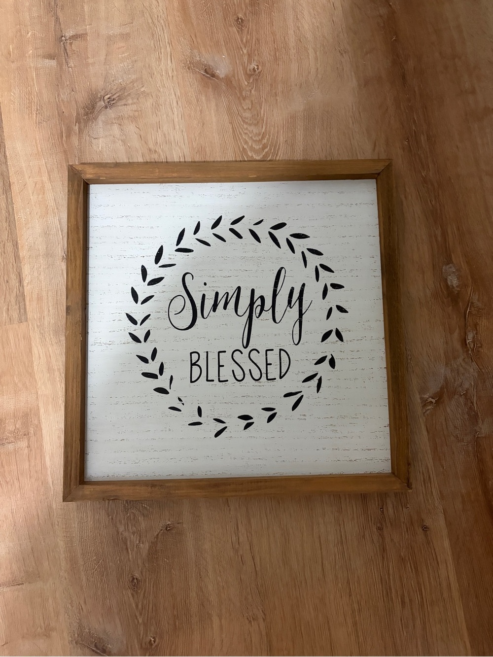 Simply Blessed Wall Sign in White and Brown